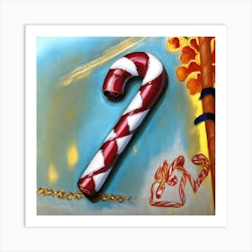 Festive Candy Cane Painting A Sweet Christmas Treat Art Print