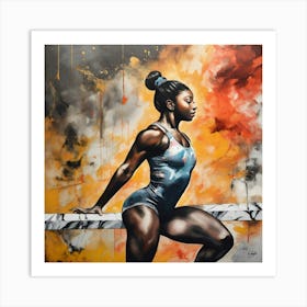 Simone Biles Gymnast On Charcoal Art Print