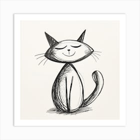 Cat With Closed Eyes Art Print