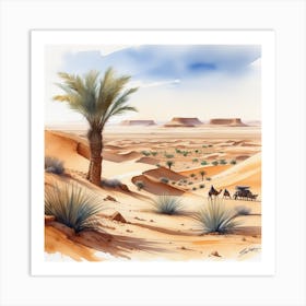 Watercolor Desert Landscape 4 Art Print