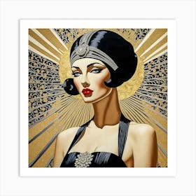 Art Deco Beauty Woman Female Gorgeous Girl Face Portrait Artwork Art Print