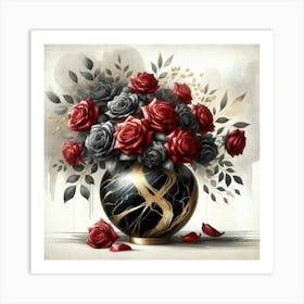 Roses In A Marble Vase 5 Art Print