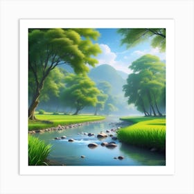 Landscape With A Stream 1 Art Print