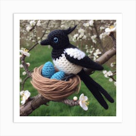 Amigurumi, Magpie bird Art Print