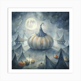 Pumpkins At Night Art Print