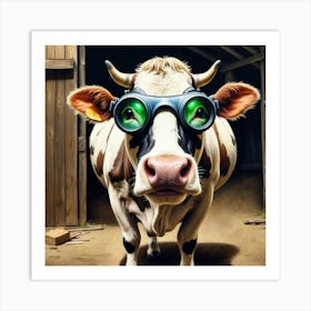 Cow With Goggles 6 Art Print