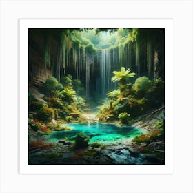 Waterfall In The Forest 2 Art Print