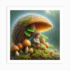 Fairy Under The Mushroom 1 Art Print