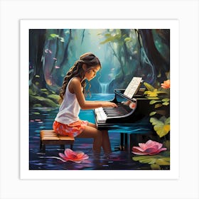 Piano In The Forest   Art Print