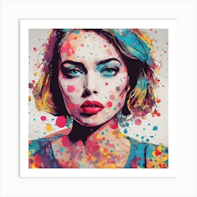 Pop Art Sorrow Woman Colorful Dots Art Print