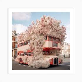 Bus Covered In Flowers Art Print