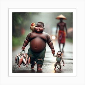 Little Boy And His Friends Art Print