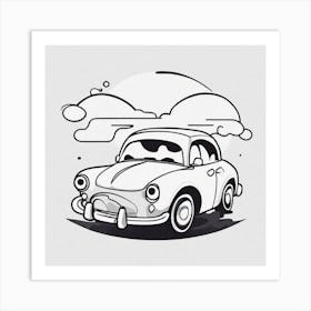 Vintage Car Drawing Art Print