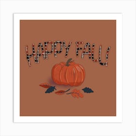 Happy Fall On Brown Art Print