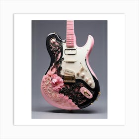 Rhapsody in Pink and Black Guitar Wall Art Collection 10 Art Print