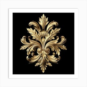 Gold Floral Ornament Art Print