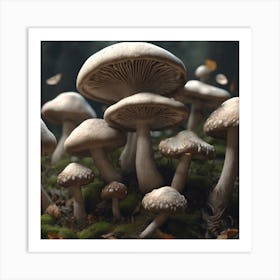 Mushrooms In The Forest 33 Art Print