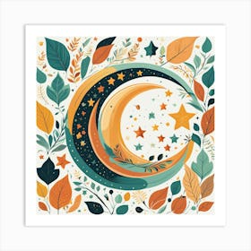 Moon And Stars Art Print