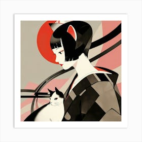 Japanese woman-cat Art Print