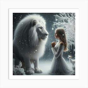 Lion And Girl 1 Art Print