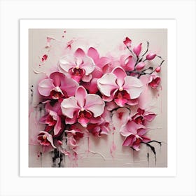 Pattern with pink Orchid flowers 2 Art Print