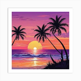 Palm Tree Sunset Art Prin (3) Art Print