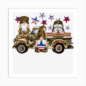 Limited Edition Camouflage Gnomes American Truck 4th Of July Art Print