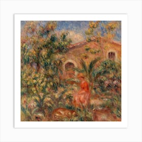 Landscape With Woman And Dog, Pierre Auguste Renoir Art Print