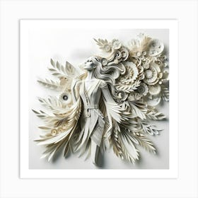 Paper Sculpture Of A Woman Art Print