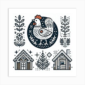 Scandinavian style, chicken 4 Art Print