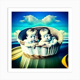 Basket babies Art Print