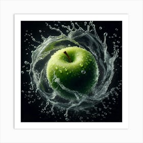 Apple Splashing Water Art Print