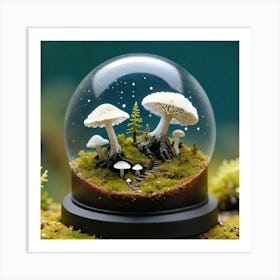 Snow Globe With Mushrooms Art Print