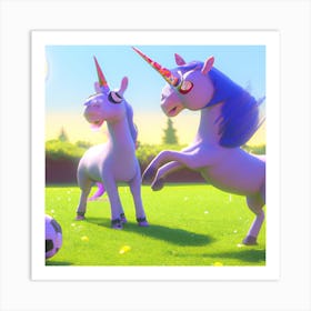 Unicorns match of Football Art Print