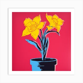 Daffodil 1 Pop Art Illustration Square Art Print