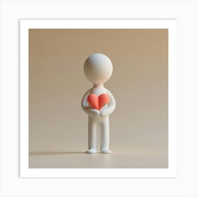 3d Man Holding A Heart Art Print