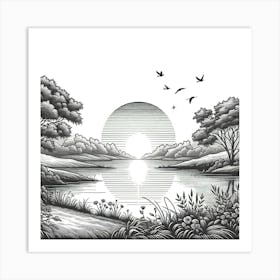 Sunrise Over The Lake Art Print