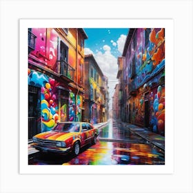 Car In The Rain 1 Art Print