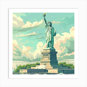 A Statue Of Liberty In New York Lofi Illustratio 1719922656 2 Art Print