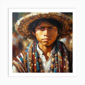 Boy In Straw Hat Art Print