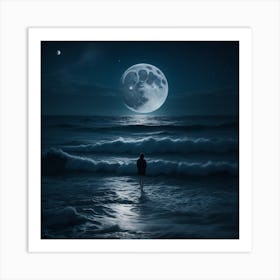 Full Moon In The Ocean Art Print