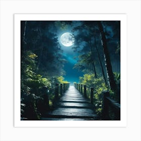 Full Moon In The Forest Art Print