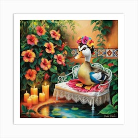 Duck In The Garden Art Print