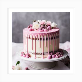 Pink Cake With Drips Art Print