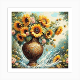 Sunflowers In A Vase 4 Art Print