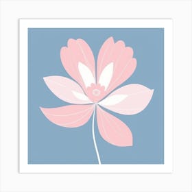 A White And Pink Flower In Minimalist Style Square Composition 552 Art Print