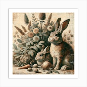 Rabbits And Carrots Art Print Art Print