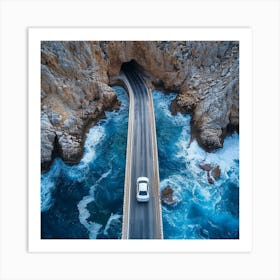 Aerial View Of A Road In The Mountains Art Print