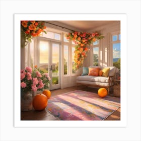 Living Room With Oranges Art Print
