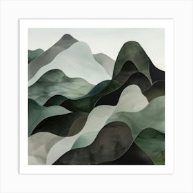 Japanese Watercolour Of Mount Ibuki 2 Art Print